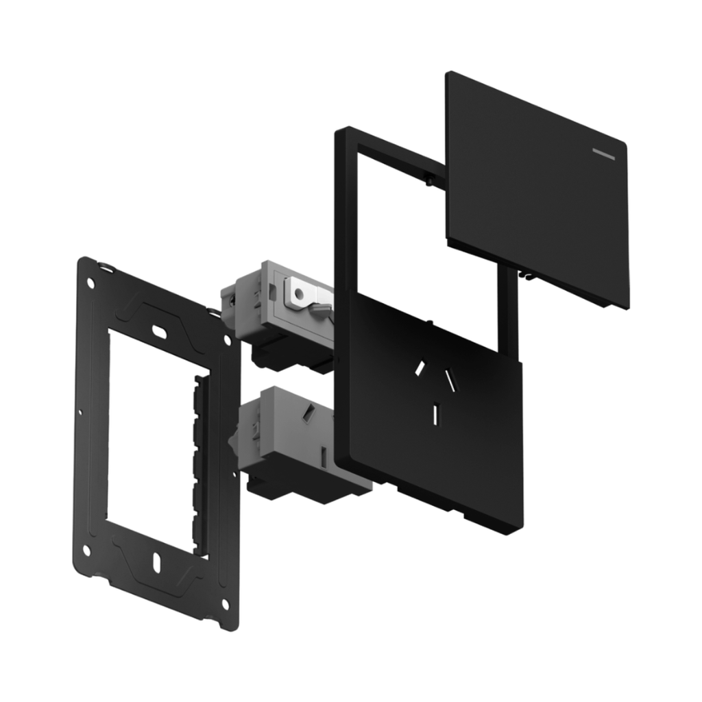 TAPA CIEGA RECTANGULAR MILAN NEGRO MACROLED, BASTIDOR METALICO