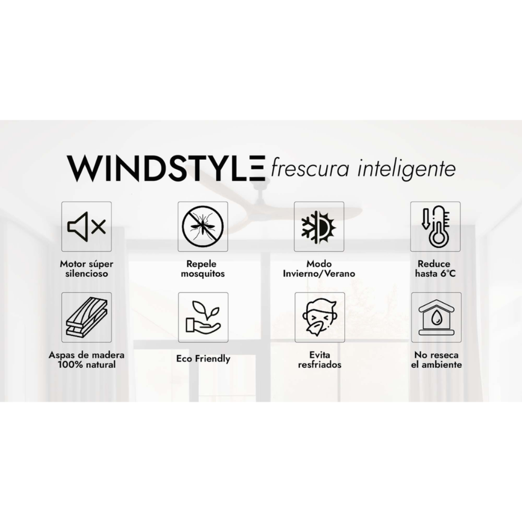 Aruba Motor Negro Aspas Negro con luz Diam. 52" ABS