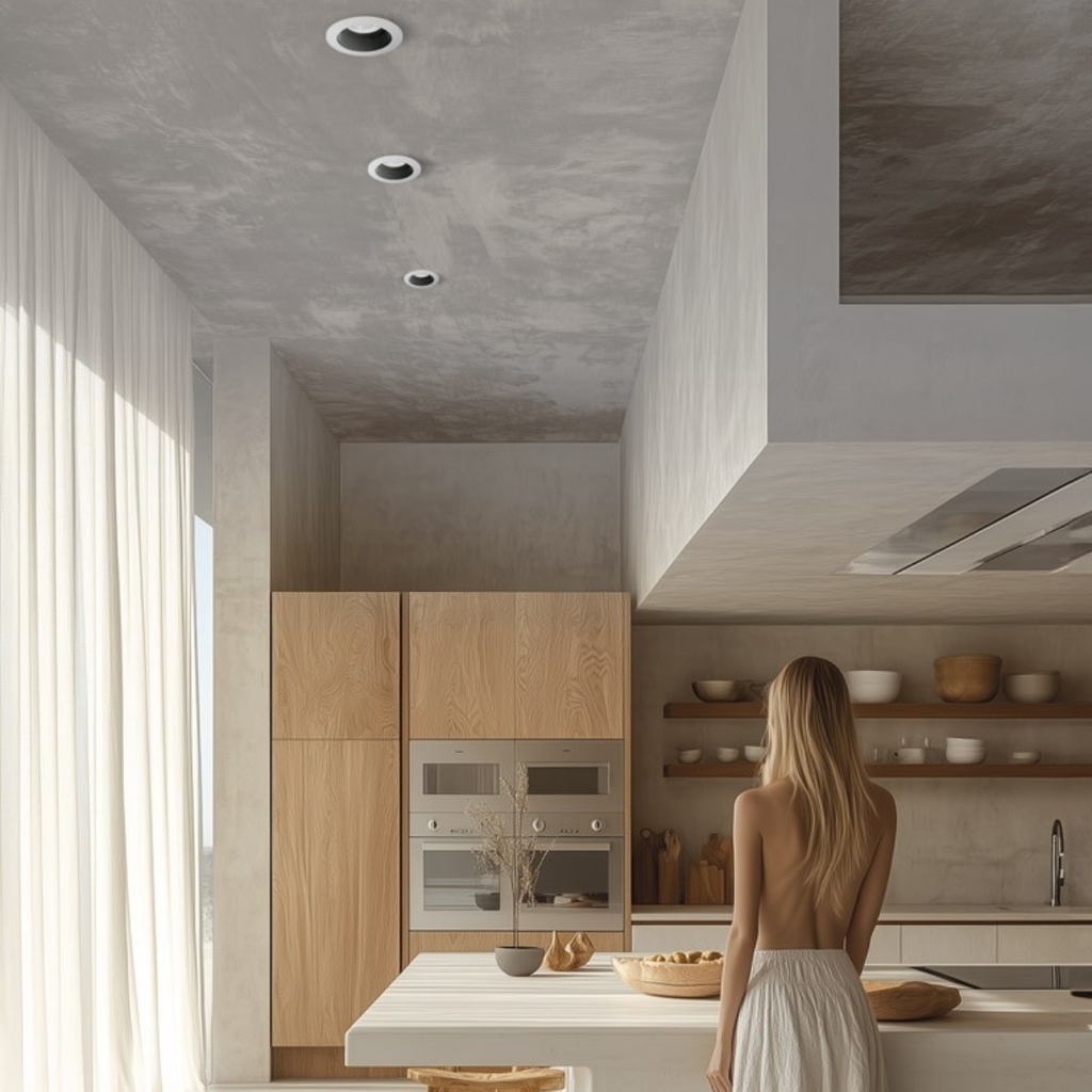 Embutido rerondo fijo aluminio para GU10 - blanco interior ngo.