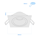 ARTEFACTO DE EMBUTIR CUADRADO ANTIDESLUMBRANTE DICRO X1 FIJO ALUMINIO BLANCO-CROMO