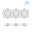 ARTEFACTO DE EMBUTIR CUADRADO ANTIDESLUMBRANTE DICRO X3 MOVIL PVC BLANCO
