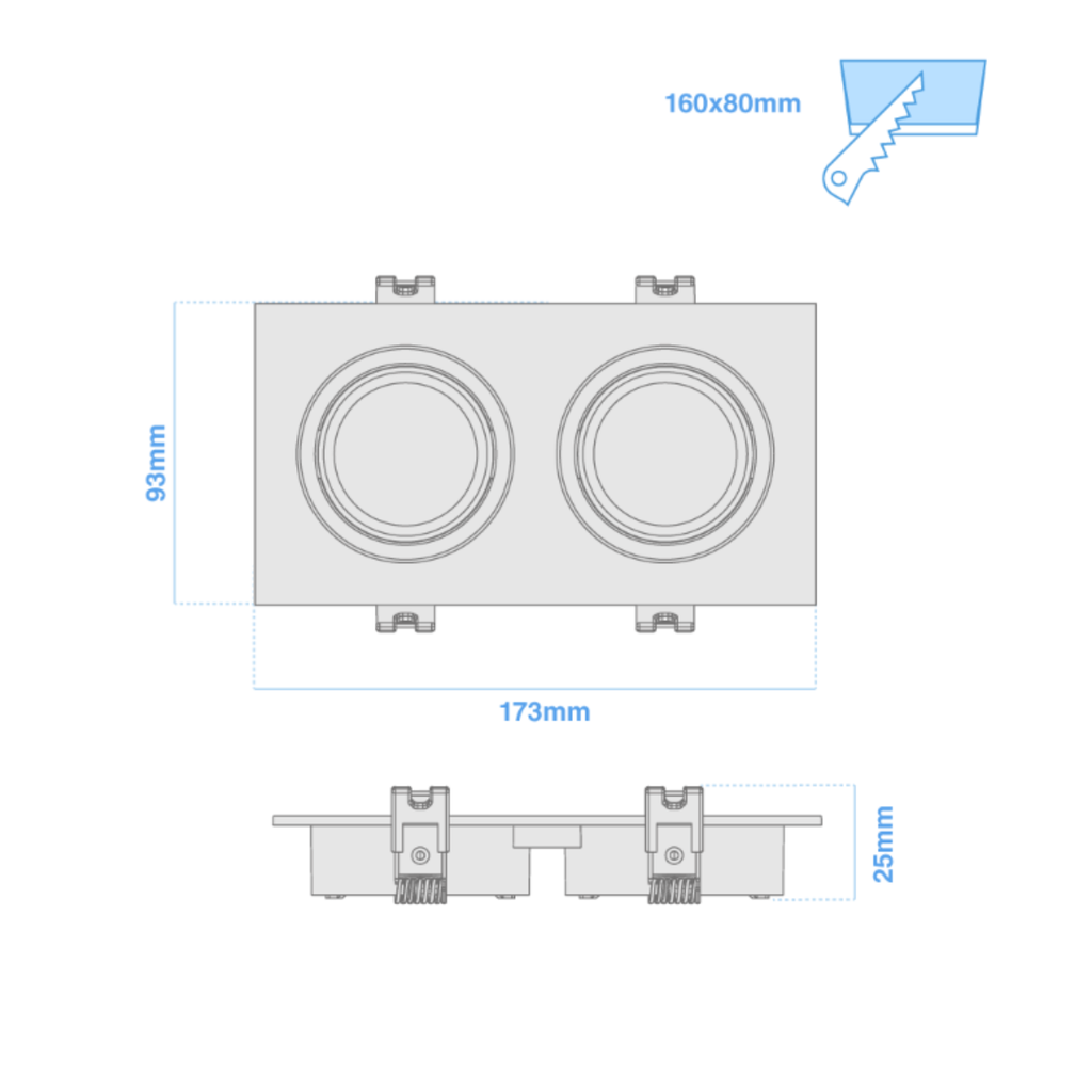 ARTEFACTO DE EMBUTIR CUADRADO DICRO X2 MOVIL PVC BLANCO
