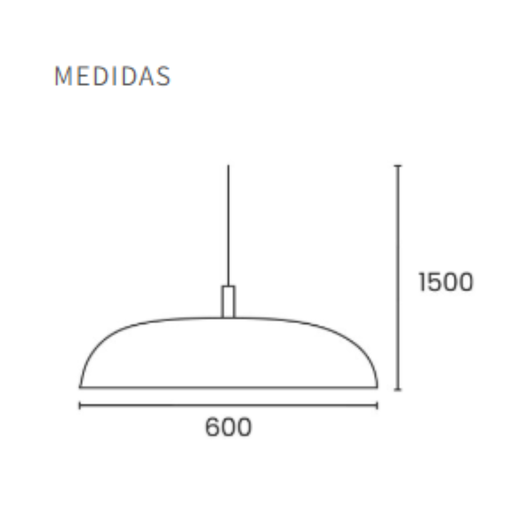 Colgante circular negro ancho de aluminio de ø60cm de 80w led
