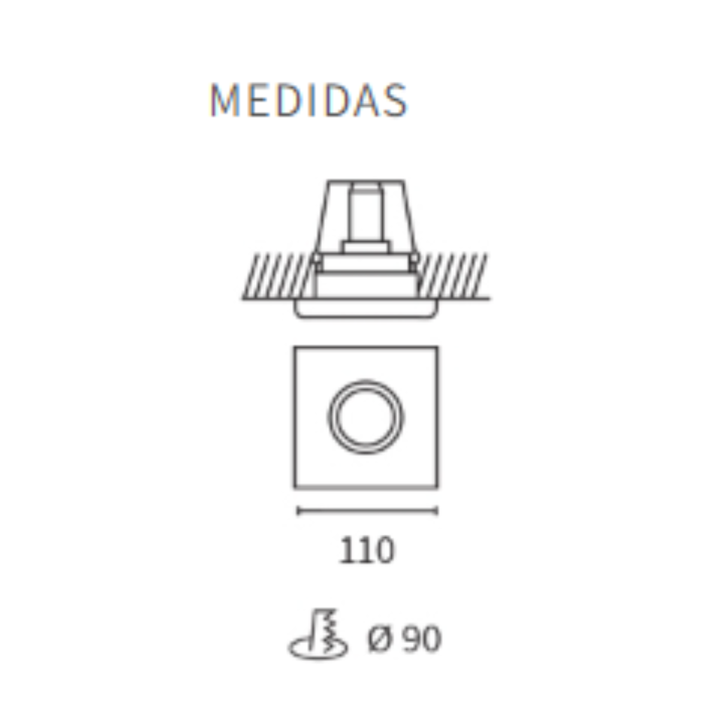 Embutido cuadrado movil de aluminio blanco para GU10