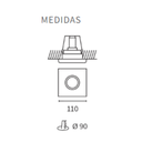 Embutido cuadrado movil de aluminio blanco para GU10