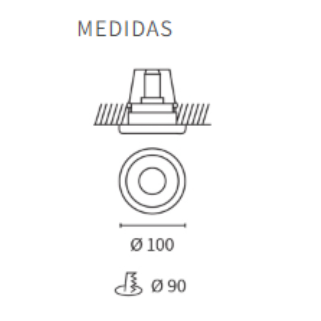Embutido rerondo movil aluminio negro para GU10