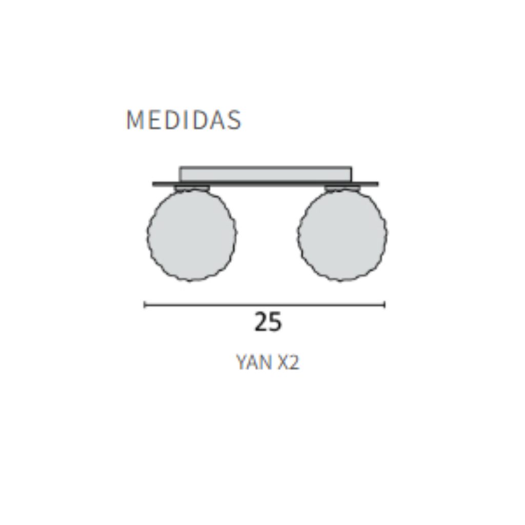 Plafon de vidrio recubierto en alambre base oval 2xG9