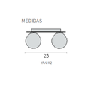 Plafon de vidrio recubierto en alambre base oval 2xG9