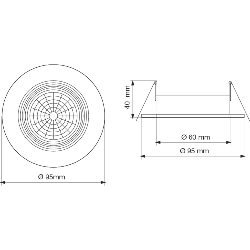 Embutido fijo antideslizante Ø95mmx40mm para lámpara dicroica GU10 blanco texturado