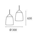 Campana con detalle de aluminio pulido ø 150 mm 2 luces blanco