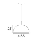 Colgante media esfera, ø 550 mm Alma de acero negro-blanco