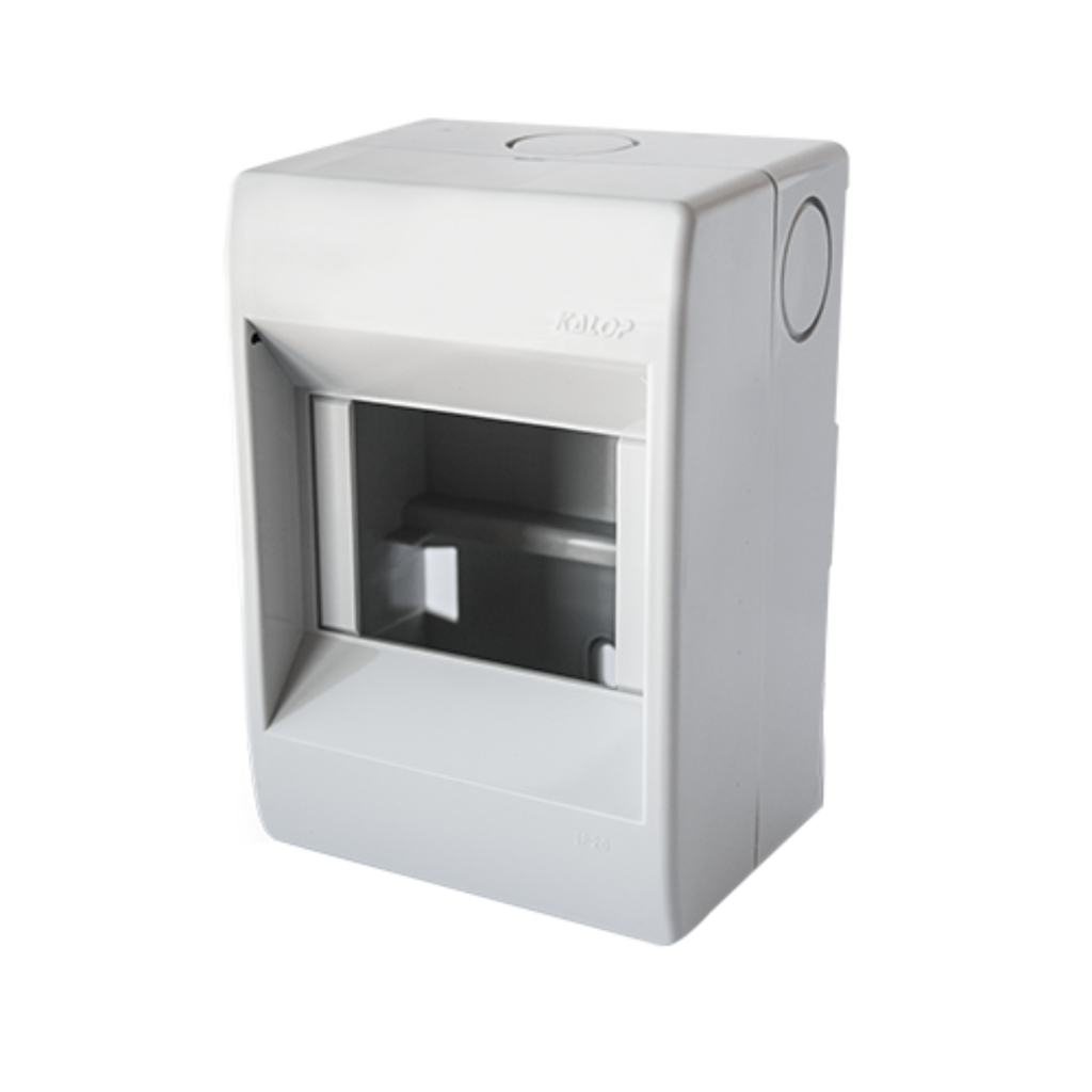 Caja para interruptores termomagnéticos  4 módulos Color: Gris