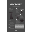 VELADOR A BATERIA SPACE DIMERIZABLE MACROLED, NEGRO, DC5V, 2700K, IP44, 160LM, INCLUYE CABLE USB-C