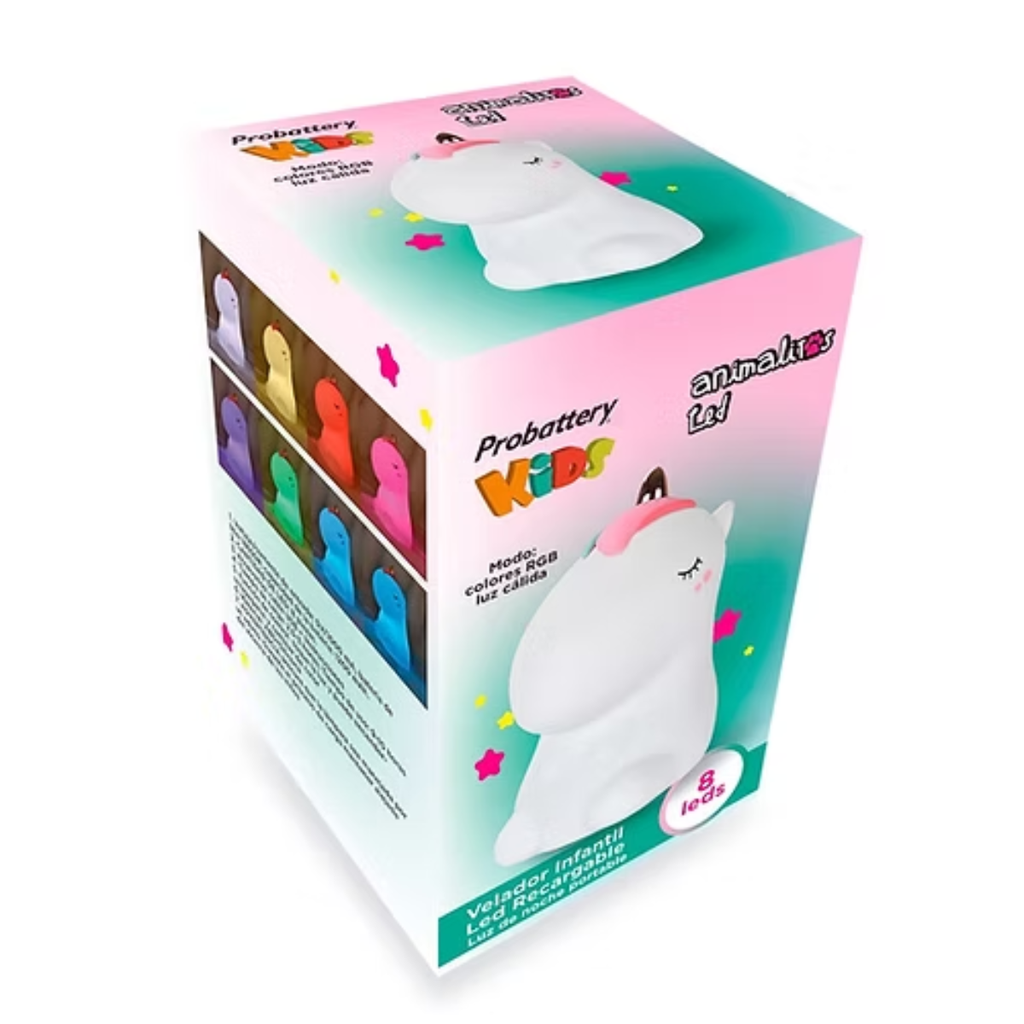 Velador Infantil Recargable - Unicornio - RGB - Silicona