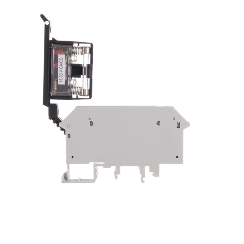 Borne portafusible para fusible 6,3x32mm. con Led 15-30V CA/CC BPSN-SI-632-LL024