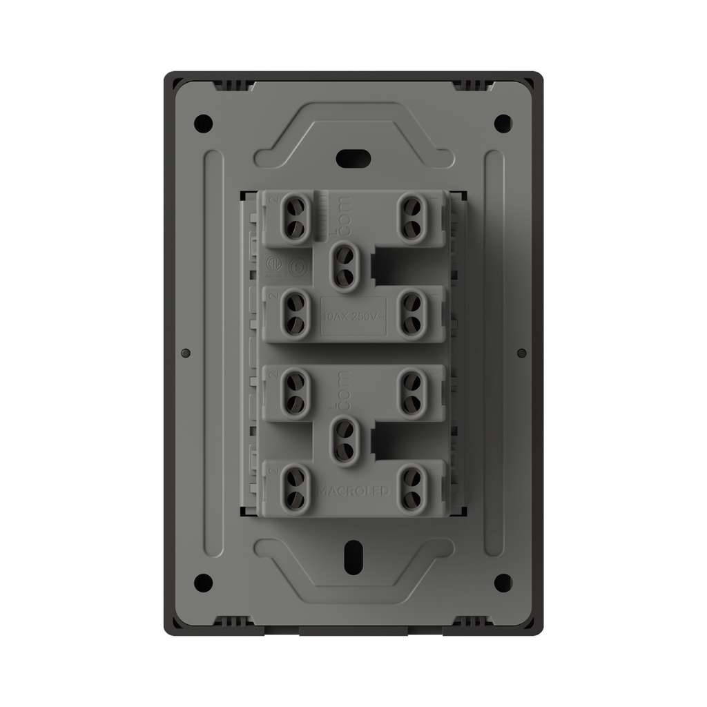 TECLA MILAN GRIS MACROLED, 4 CANAL, 2 VIAS, AC 250V, 10A MAX. BASTIDOR METALICO