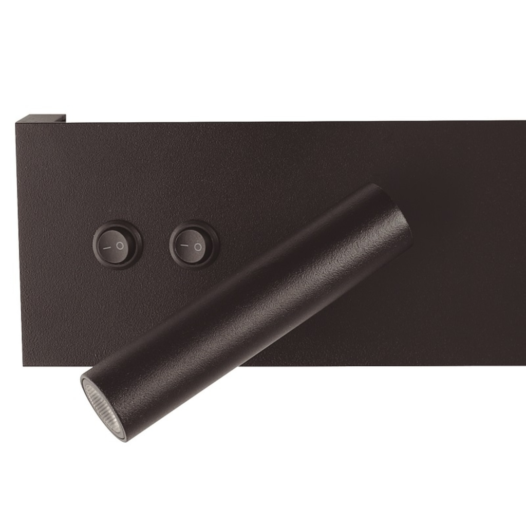Aplique de pared Bigsee con led integrado 12W bidireccional, y  direccionable. Construido en aluminio. Uso interior. Negro