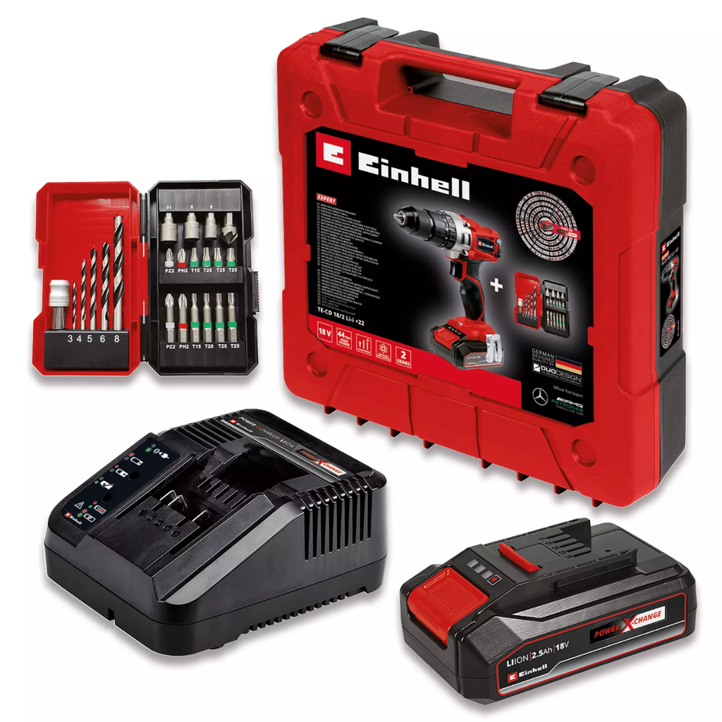 TE-CD 18/2 LI KIT - Taladro inalámbrico + set 22 piezas de puntas y brocas.