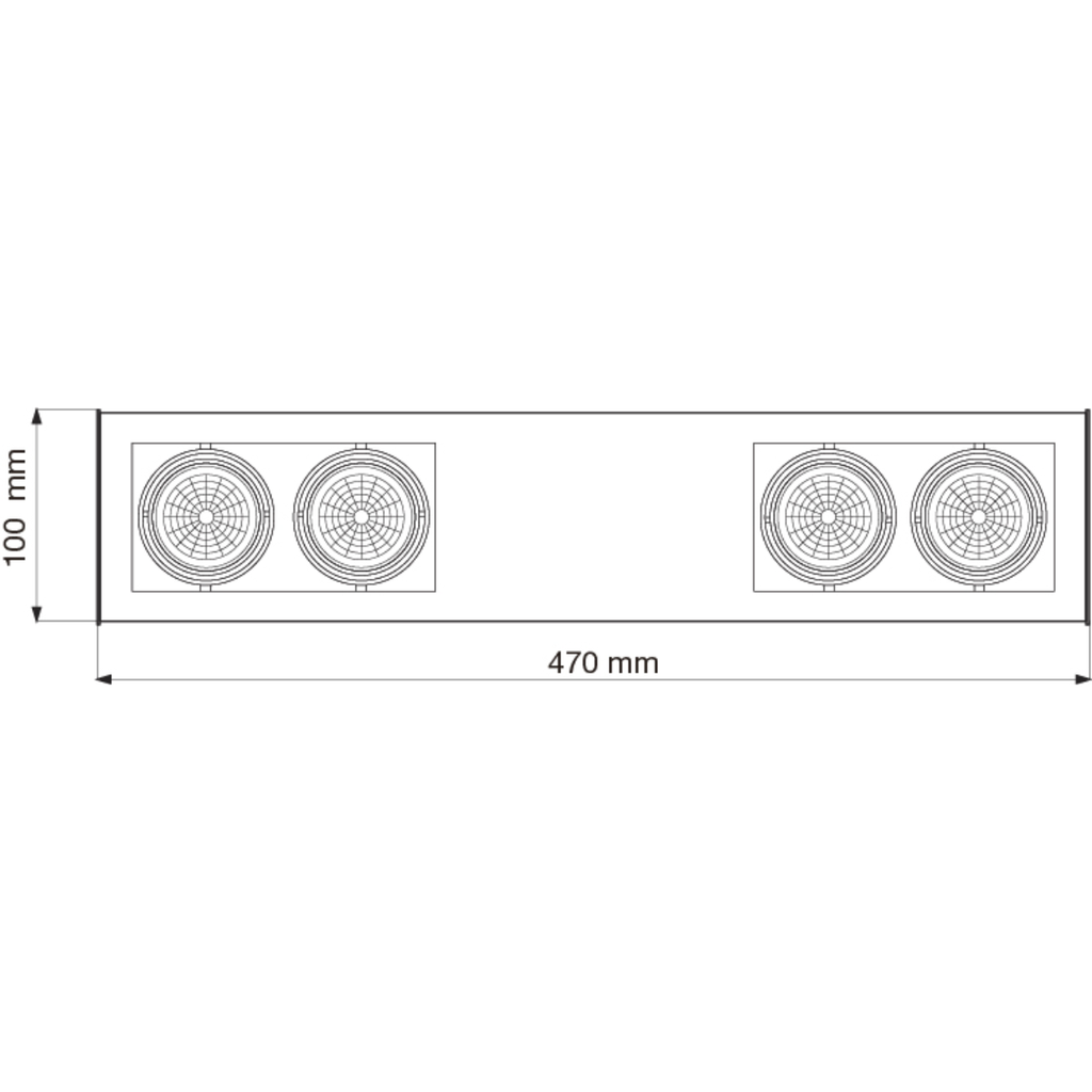Mini plafón dicro C/ ciego 4 luces cardánico GU10 470x98x80mm blanco texturado