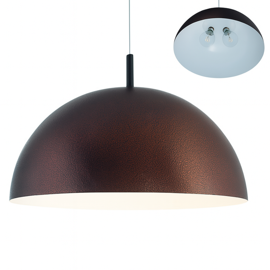 Colgante media esfera, ø 550 mm Alma de acero cobre-blanco