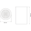 Plafón Ø60x105mm de aluminio con tapa de chapa para lámpara dicro GU10 20cm blanco texturado