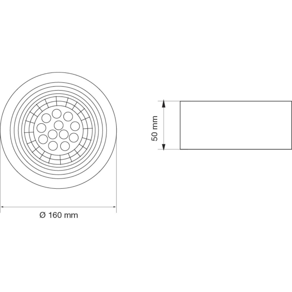 Semi embutido móvil Ø160x50mm AR111 GU10 10cm negro