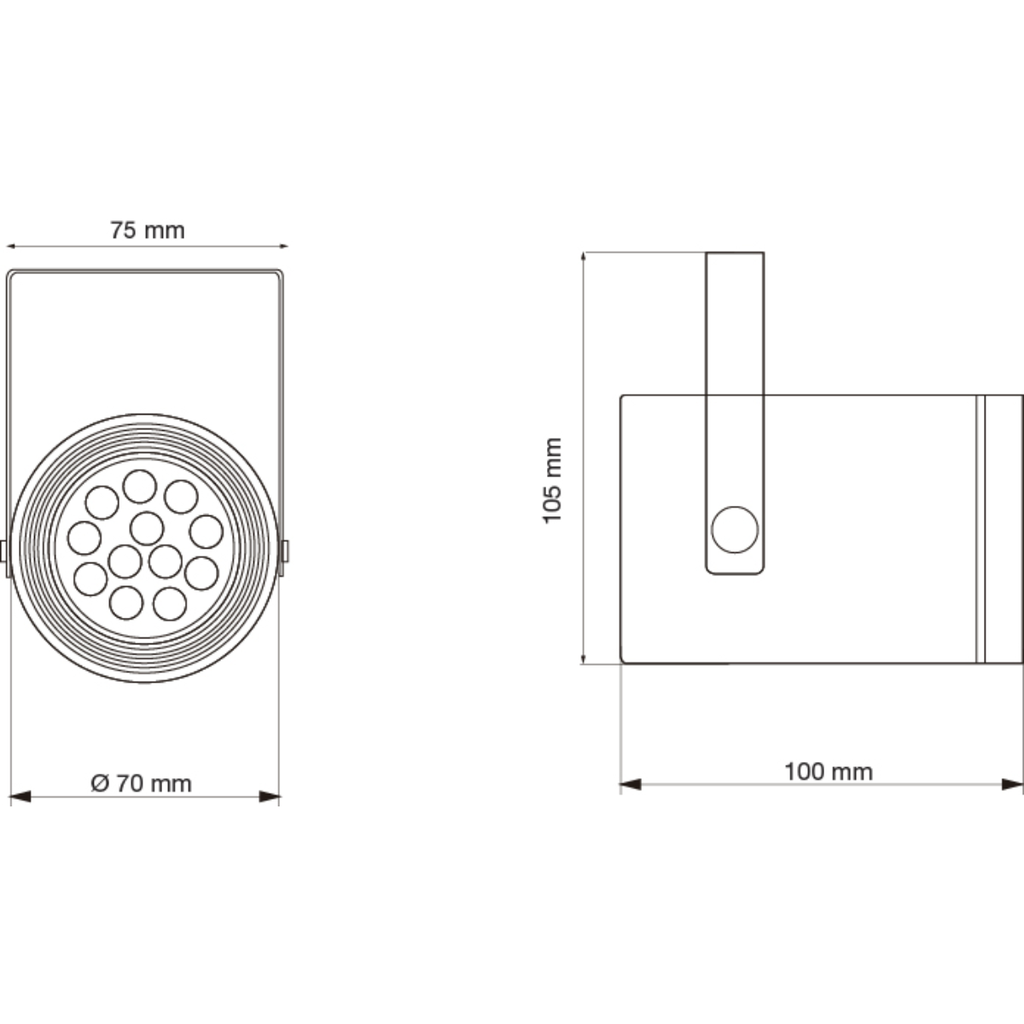 Spot cilíndrico Ø70x100mm U80x95mm para dicro con antideslumbrante GU10 20cm blanco texturado