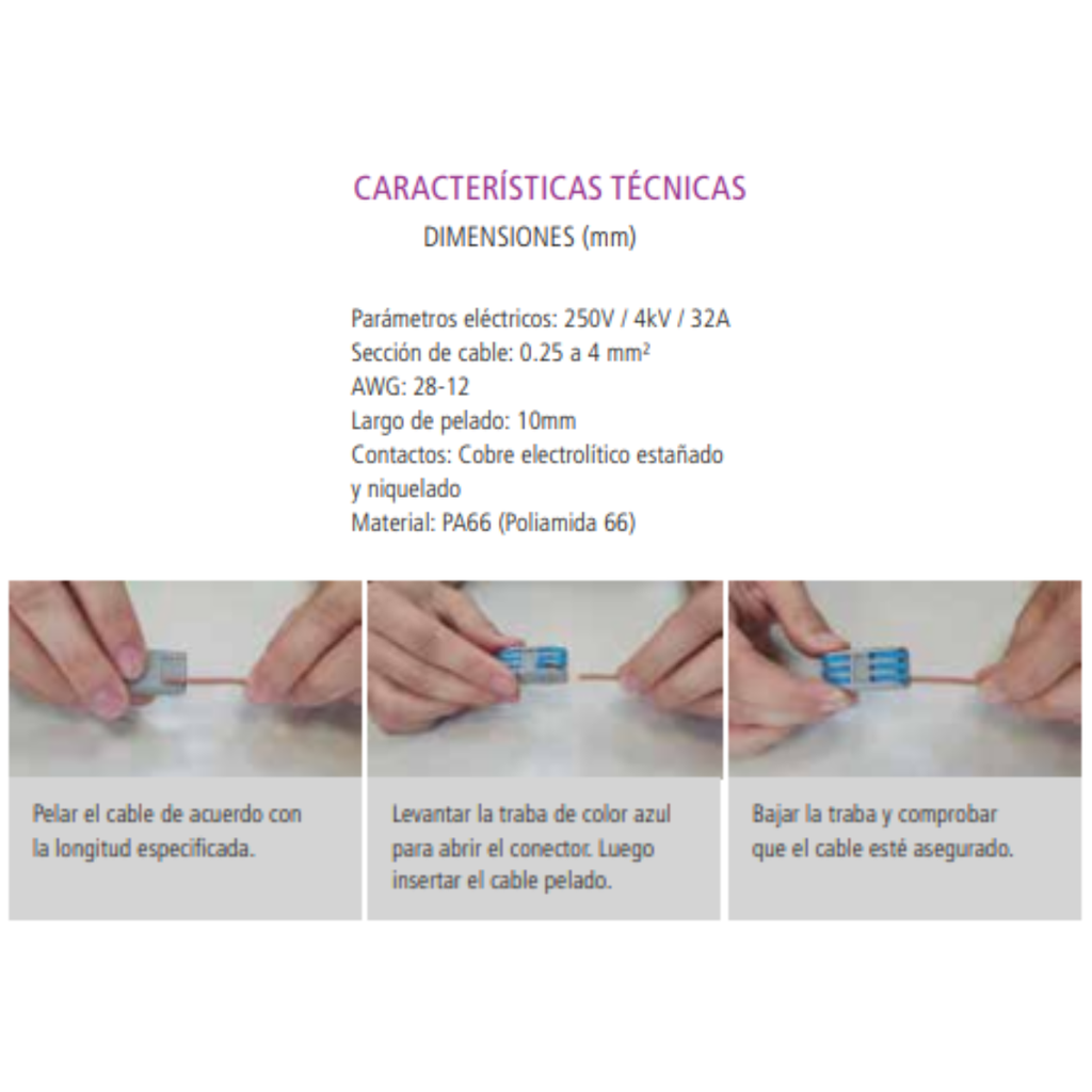 TERMINAL DE CONEXIÓN RAPIDA 4 ENTRADAS - AZUL