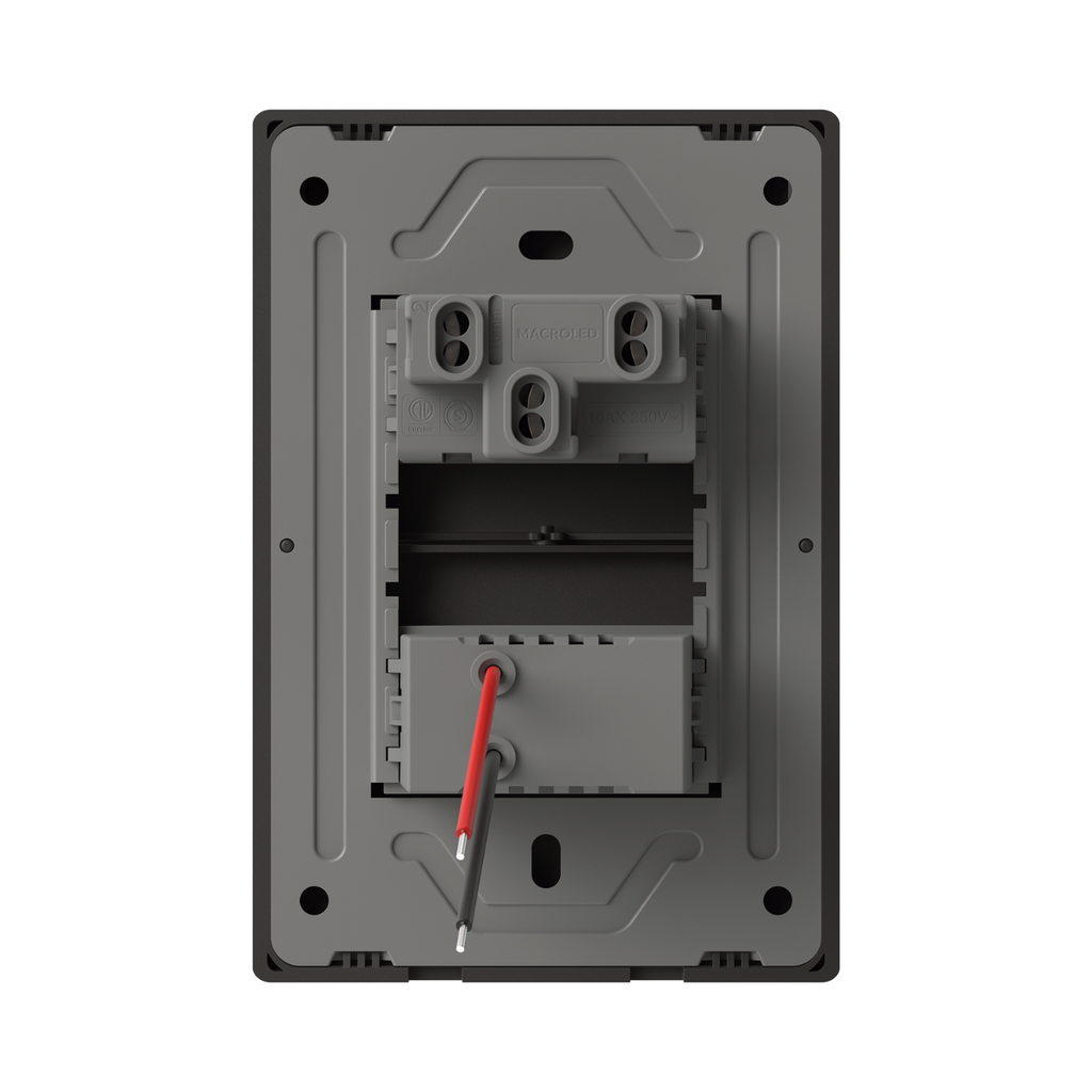 TECLA Y DIMMER LED MILAN NEGRO MACROLED, 1 CANAL, AC 250V, 10A MAX. 1 DIMMER, BASTIDOR METALICO