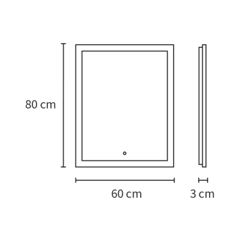 Espejo Rect./Vertical 60x80 cm, luz calida; touch, 24w