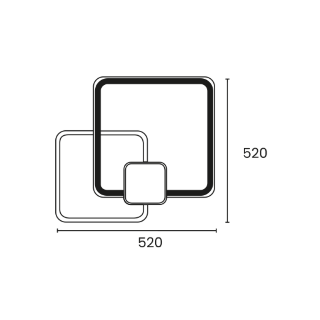 Plafon integrado de 3 cuadrados satinado y negro de 42w led