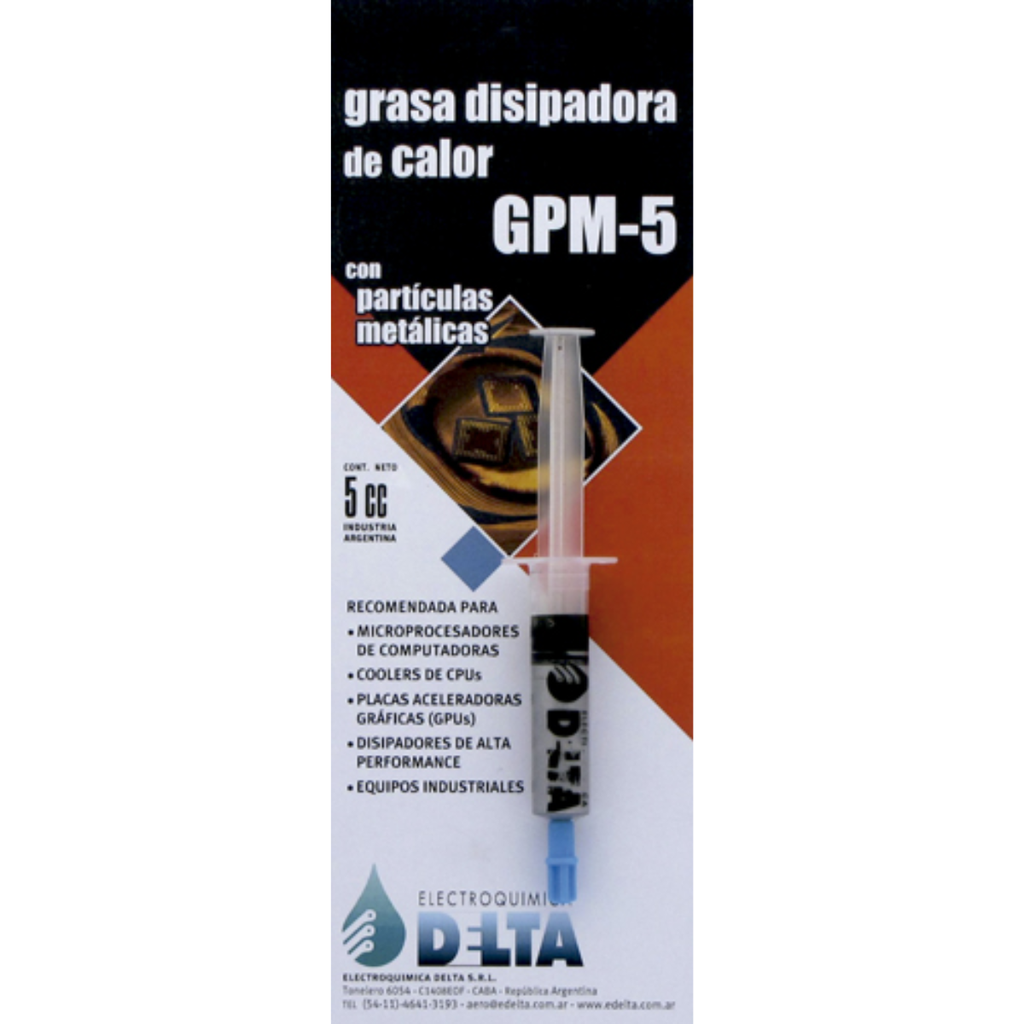 GPM-5 Grasa disipadora de calor, con partículas metálicas Jeringa de 5 cc