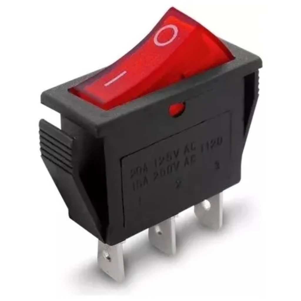 LLAVE TECLA 15A 3 PATAS C/LUZ  ROJA