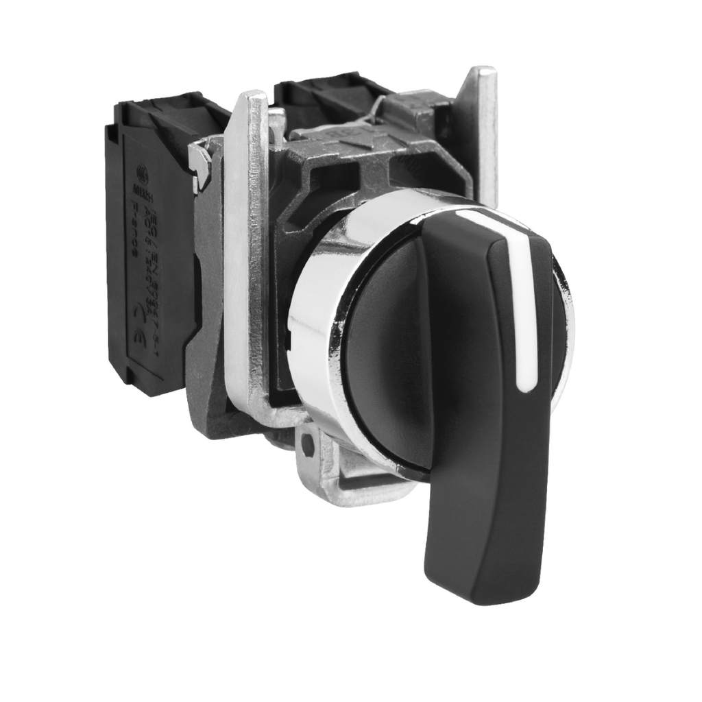 Selectora de 3 Posiciones Fijas con retorno, metálica, 2NA, Maneta Larga