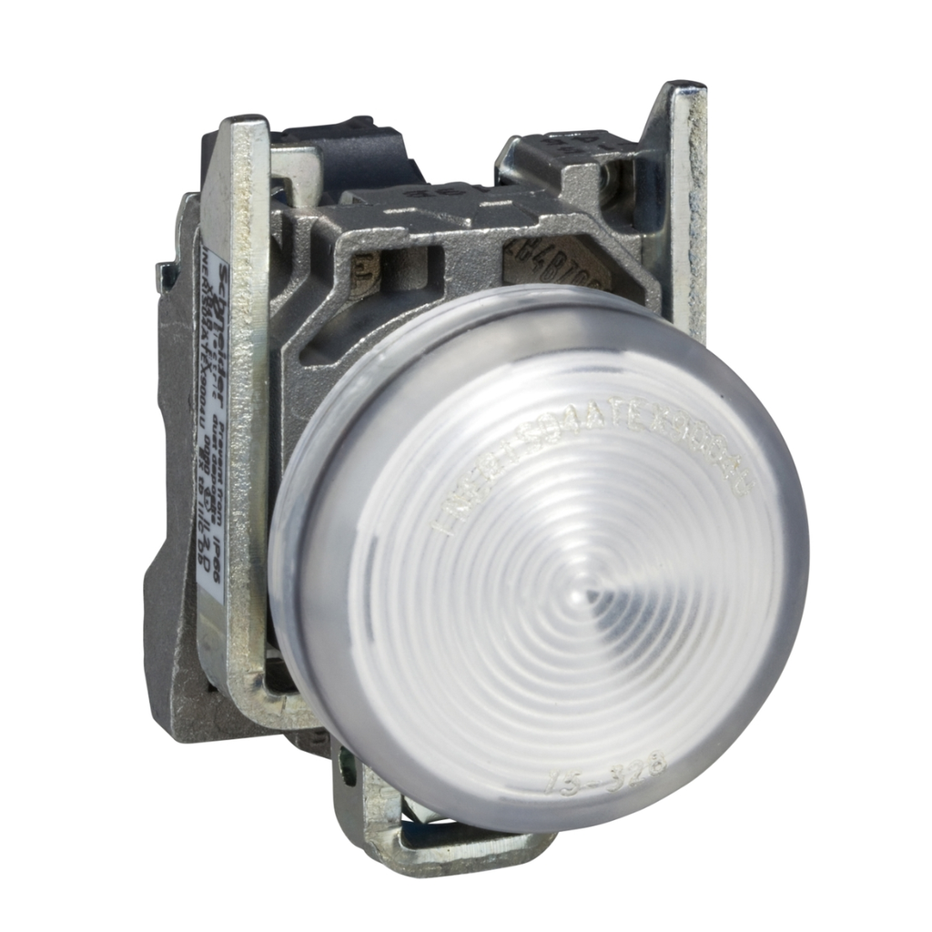 Piloto luminoso, metálico , Blanco, led 230VAC