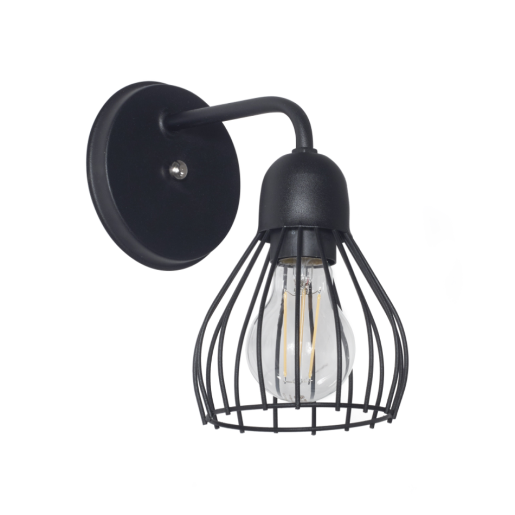 Aplique "PORTO" jaula de 1luz (Ancho:123x H:210mm) NEGRO TEXT