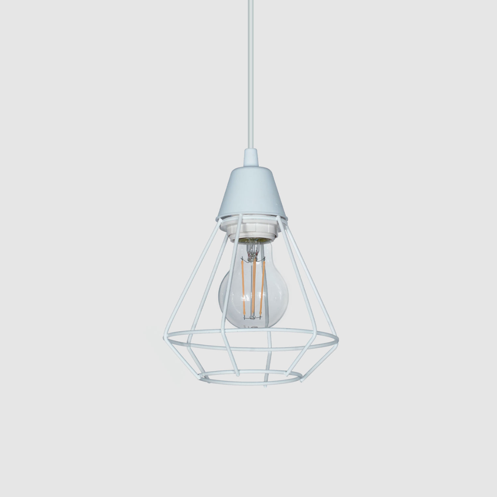 Colgante "JAULA DIAMANTE" (Ø 153 H:200mm.) BLANCO TEXTURADO