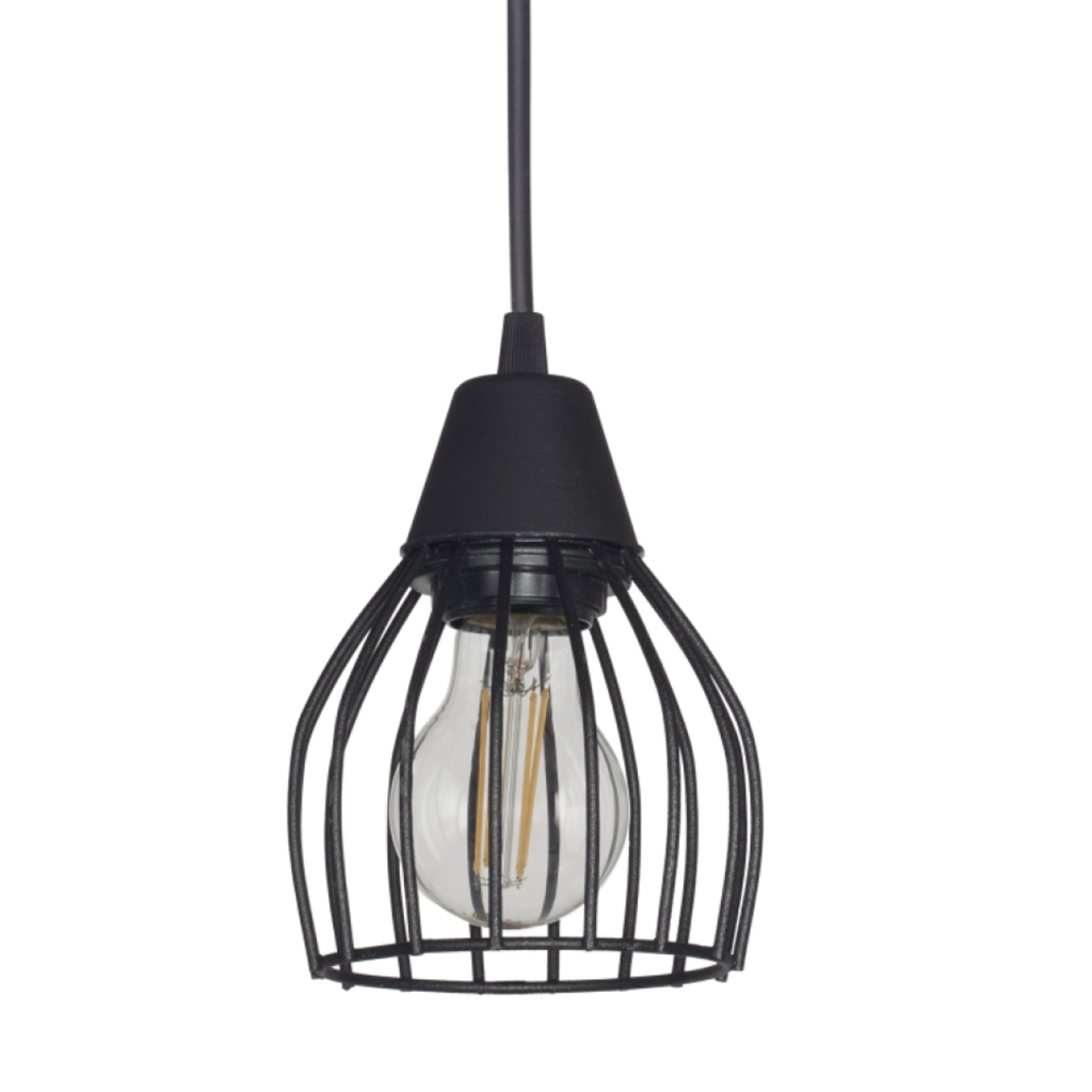 Colgante "JAULA" (Ø 105 H:170mm.) NEGRO TEXT