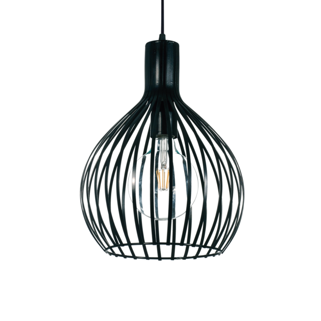 Colgante "CUENCA" (Ø 290 H:385 mm.) NEGRO BRILLOSO