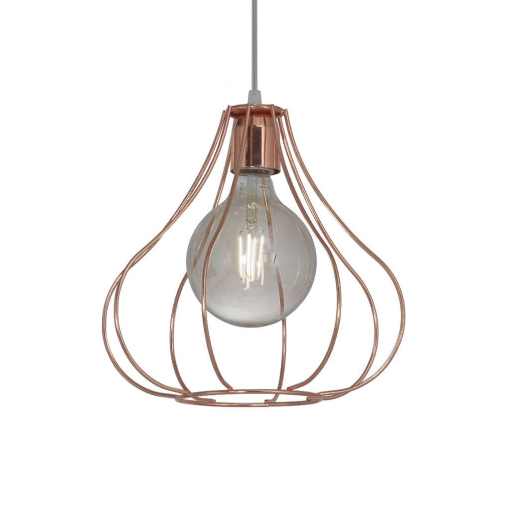 Dis-Colgante "JAULA FLOR" (300x300mm.) COBRE BRILLOS