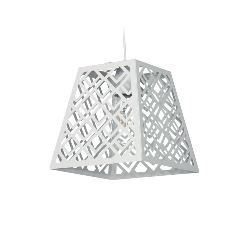 Colgante "TRAPECIO" 1 luz (240x240x230 mm.) BLANCO TEXTURADO