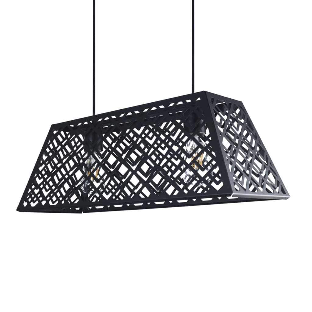 Colgante "TRAPECIO" 2 luces (590x240x230 mm.) NEGRO TEXT