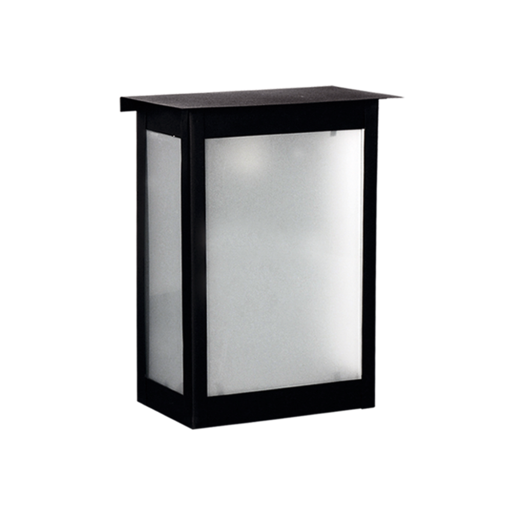 Farol de hierro c/vidrio arenado grande (H:300 mm) NEGRO TEXT