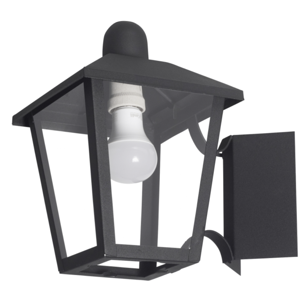 Farol de hierro colonial s/reja p/pared esquinero NEGRO TEXT