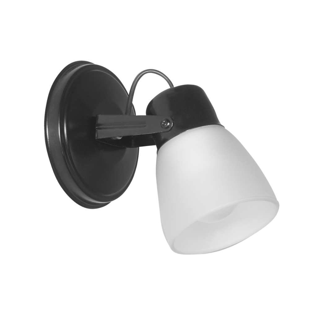 Spot de 1 luz "ALBA" con tulipa satinada NEGRO BRILLOSO