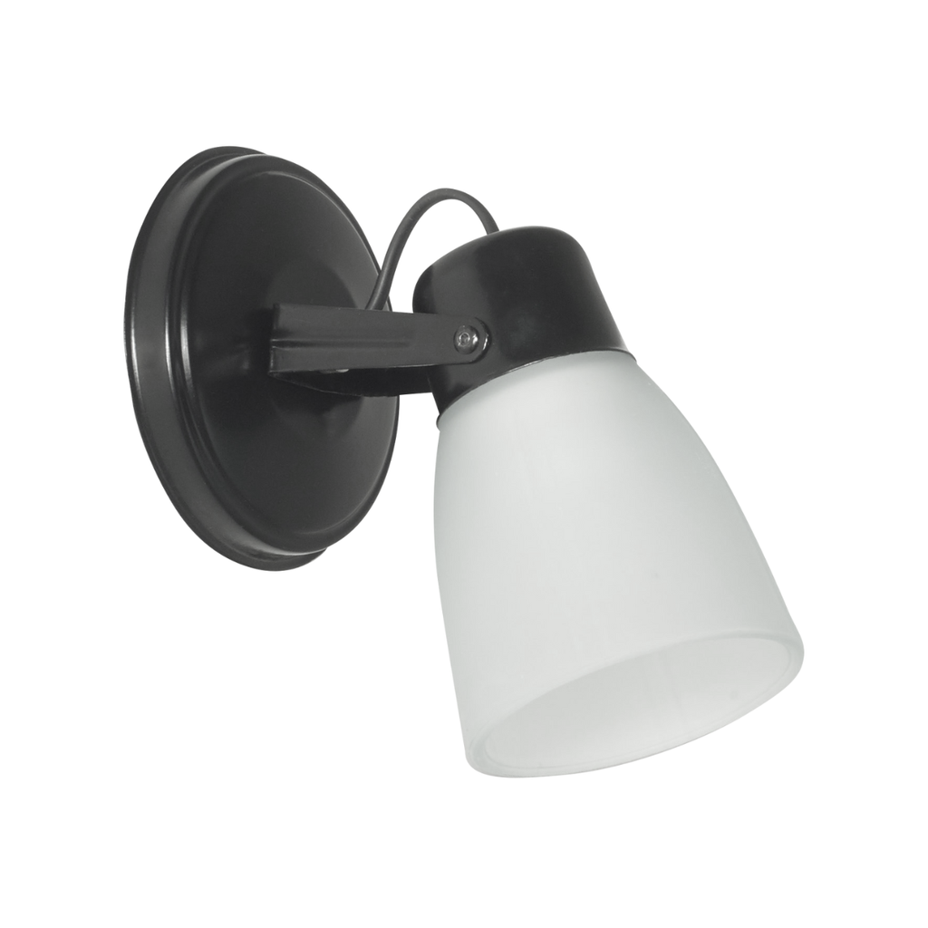 Spot de 1 luz "GARRA" con tulipa satinada NEGRO BRILLOSO