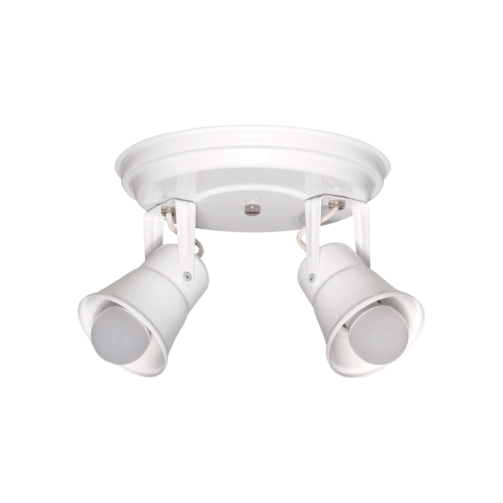 Spot redondo de 2 luces c/ capuchón de chapa curvo BLANCO