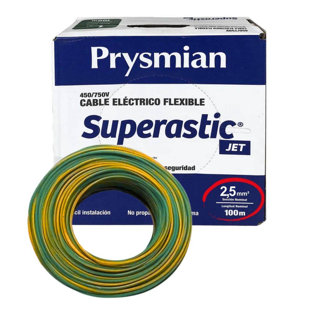 Cable unipolar 2,50 mm Verde/Amarillo Prysmian