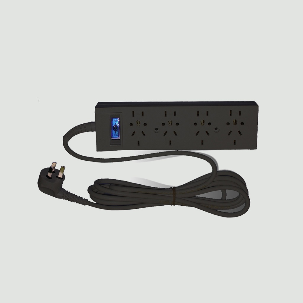 Prolongador de 4 Tomas NEGRO C/CABLE 3,00 MTS.
