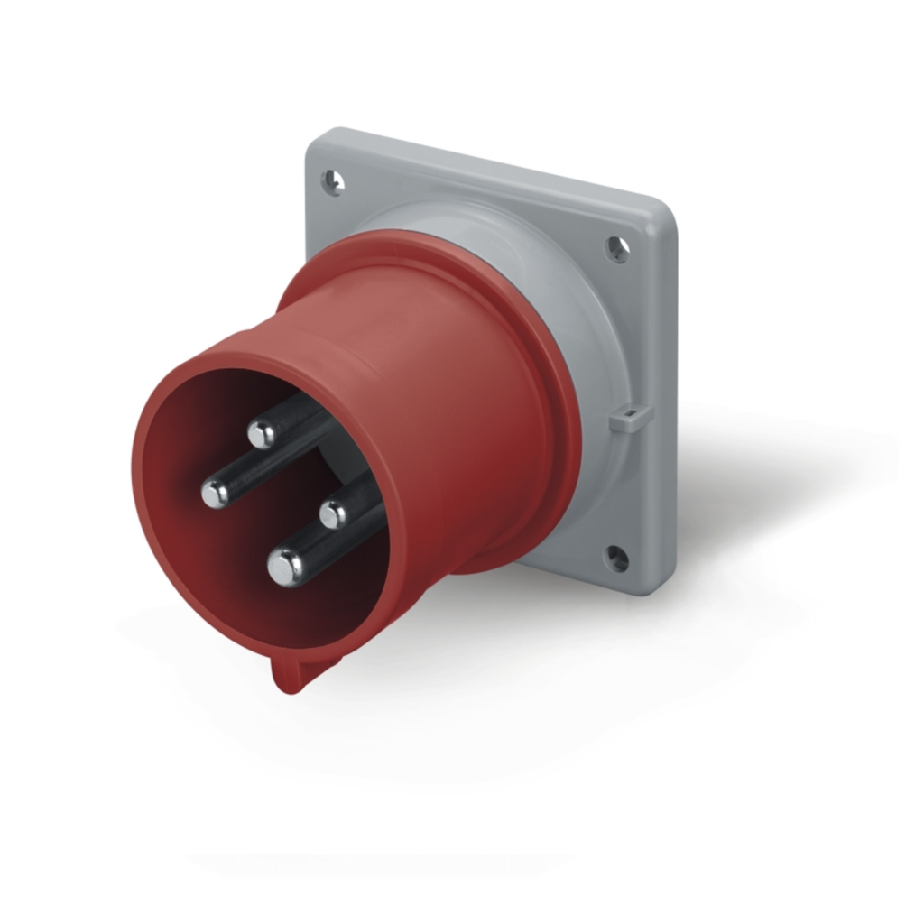 Toma base ficha macho 32A 3P+T 6h 380-415V 60Hz 50Hz 75X75MM bornes con tornillo Optima 